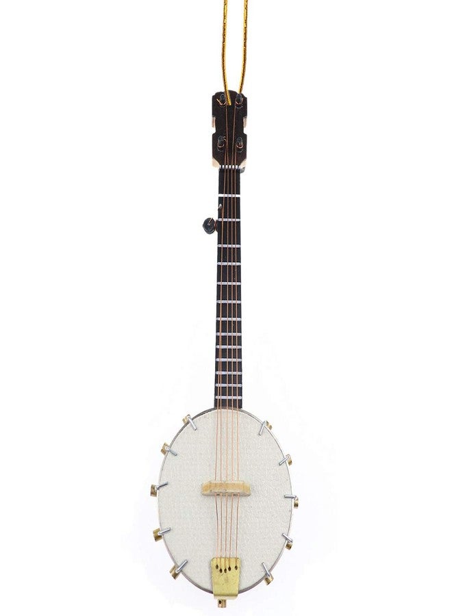 Dselvgvu Wooden String Miniature Banjo Hanging Ornament Mini Musical Instrument Replica Holiday Tree Home Decoration Display Ornament (5.51" Banjo) - Image 1
